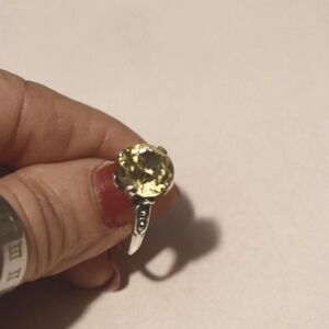 Vintage Sterling Silver, Citrine ring with crystals